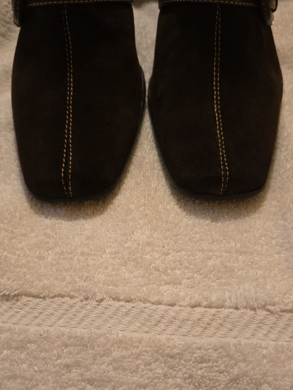 Aerosoles Vintage Brown Suede Buckle Mule Wedge Heels NWOB Size 9.5 - Picture 11 of 13